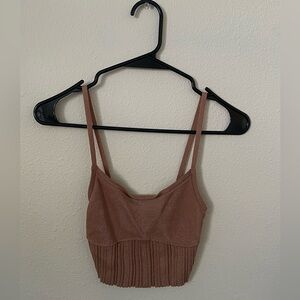 Tan Ribbed Knit Tank Top